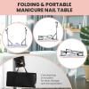imagePortable Manicure Table Foldable Nail Desk wElectric Residue Collector Bendable LED Lamp Removable Armrest Pad Lockable Wheels Foldable Nail Table wCarry Bag for Home Salon WhitePink