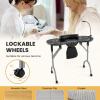 imagePortable Manicure Table Foldable Nail Desk wElectric Residue Collector Bendable LED Lamp Removable Armrest Pad Lockable Wheels Foldable Nail Table wCarry Bag for Home Salon WhiteBlack