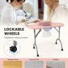 imagePortable Manicure Table Foldable Nail Desk wElectric Residue Collector Bendable LED Lamp Removable Armrest Pad Lockable Wheels Foldable Nail Table wCarry Bag for Home Salon WhitePink