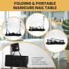 imagePortable Manicure Table Foldable Nail Desk wElectric Residue Collector Bendable LED Lamp Removable Armrest Pad Lockable Wheels Foldable Nail Table wCarry Bag for Home Salon WhiteBlack