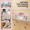 imagePortable Manicure Table Foldable Nail Desk wElectric Residue Collector Bendable LED Lamp Removable Armrest Pad Lockable Wheels Foldable Nail Table wCarry Bag for Home Salon WhitePink