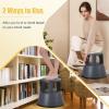 imageRolling Step Stool Kick Stool Holds up to 350 lbs Round Library Stool wNonSlip Platform ampamp Retractable Casters Step Stool with Wheels Ideal for Kitchen Library Office Gray