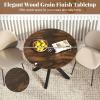 imageRound Dining Table 36 Vintage Coffee Table for 24 Mid Century Farmhouse Table with Pedestal Base ampamp Solid Wood Legs Walnut Wood Kitchen Table for Small Space Home Office Living RoomBrown