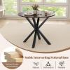 imageRound Dining Table 36 Vintage Coffee Table for 24 Mid Century Farmhouse Table with Pedestal Base ampamp Solid Wood Legs Walnut Wood Kitchen Table for Small Space Home Office Living RoomBrown