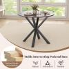 imageRound Dining Table 36 Vintage Coffee Table for 24 Mid Century Farmhouse Table with Pedestal Base ampamp Solid Wood Legs Walnut Wood Kitchen Table for Small Space Home Office Living RoomBlack