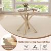 imageRound Dining Table 36 Vintage Coffee Table for 24 Mid Century Farmhouse Table with Pedestal Base ampamp Solid Wood Legs Walnut Wood Kitchen Table for Small Space Home Office Living RoomOak