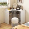 imageSmall Corner Desk with Storage Triangle Corner Gaming Desk with Adjustable Shelves Compact Vanity Desk LShaped Corner Computer Desk for Small Space Bedroom Living Room WhiteWhite