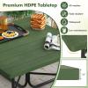imageSquare Picnic Table for 8 Person Outside Table Bench Set w 4 Builtin Benches Umbrella Hole HDPE Top ampamp Metal Frame 2000LBS Capacity Outdoor Picnic Table for Garden Porch Patio BlackGreen