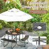 imageSquare Picnic Table for 8 Person Outside Table Bench Set w 4 Builtin Benches Umbrella Hole HDPE Top ampamp Metal Frame 2000LBS Capacity Outdoor Picnic Table for Garden Porch Patio BlackBlack