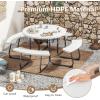 imageSquare Picnic Table for 8 Person Outside Table Bench Set w 4 Builtin Benches Umbrella Hole HDPE Top ampamp Metal Frame 2000LBS Capacity Outdoor Picnic Table for Garden Porch Patio BlackWhite