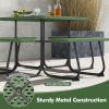 imageSquare Picnic Table for 8 Person Outside Table Bench Set w 4 Builtin Benches Umbrella Hole HDPE Top ampamp Metal Frame 2000LBS Capacity Outdoor Picnic Table for Garden Porch Patio BlackGreen
