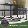 imageSquare Picnic Table for 8 Person Outside Table Bench Set w 4 Builtin Benches Umbrella Hole HDPE Top ampamp Metal Frame 2000LBS Capacity Outdoor Picnic Table for Garden Porch Patio BlackBlack