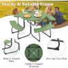imageSquare Picnic Table for 8 Person Outside Table Bench Set w 4 Builtin Benches Umbrella Hole HDPE Top ampamp Metal Frame 2000LBS Capacity Outdoor Picnic Table for Garden Porch Patio BlackGreen