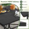 imageSquare Picnic Table for 8 Person Outside Table Bench Set w 4 Builtin Benches Umbrella Hole HDPE Top ampamp Metal Frame 2000LBS Capacity Outdoor Picnic Table for Garden Porch Patio BlackBlack