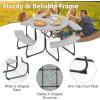 imageSquare Picnic Table for 8 Person Outside Table Bench Set w 4 Builtin Benches Umbrella Hole HDPE Top ampamp Metal Frame 2000LBS Capacity Outdoor Picnic Table for Garden Porch Patio BlackGrey