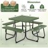 imageSquare Picnic Table for 8 Person Outside Table Bench Set w 4 Builtin Benches Umbrella Hole HDPE Top ampamp Metal Frame 2000LBS Capacity Outdoor Picnic Table for Garden Porch Patio BlackGreen