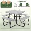 imageSquare Picnic Table for 8 Person Outside Table Bench Set w 4 Builtin Benches Umbrella Hole HDPE Top ampamp Metal Frame 2000LBS Capacity Outdoor Picnic Table for Garden Porch Patio BlackGrey