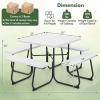 imageSquare Picnic Table for 8 Person Outside Table Bench Set w 4 Builtin Benches Umbrella Hole HDPE Top ampamp Metal Frame 2000LBS Capacity Outdoor Picnic Table for Garden Porch Patio BlackWhite