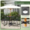 imageSquare Picnic Table for 8 Person Outside Table Bench Set w 4 Builtin Benches Umbrella Hole HDPE Top ampamp Metal Frame 2000LBS Capacity Outdoor Picnic Table for Garden Porch Patio BlackBlack