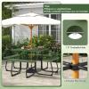 imageSquare Picnic Table for 8 Person Outside Table Bench Set w 4 Builtin Benches Umbrella Hole HDPE Top ampamp Metal Frame 2000LBS Capacity Outdoor Picnic Table for Garden Porch Patio BlackGreen