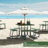 imageSquare Picnic Table for 8 Person Outside Table Bench Set w 4 Builtin Benches Umbrella Hole HDPE Top ampamp Metal Frame 2000LBS Capacity Outdoor Picnic Table for Garden Porch Patio BlackGreen