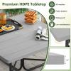 imageSquare Picnic Table for 8 Person Outside Table Bench Set w 4 Builtin Benches Umbrella Hole HDPE Top ampamp Metal Frame 2000LBS Capacity Outdoor Picnic Table for Garden Porch Patio BlackGrey