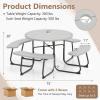 imageSquare Picnic Table for 8 Person Outside Table Bench Set w 4 Builtin Benches Umbrella Hole HDPE Top ampamp Metal Frame 2000LBS Capacity Outdoor Picnic Table for Garden Porch Patio BlackGrey