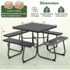 imageSquare Picnic Table for 8 Person Outside Table Bench Set w 4 Builtin Benches Umbrella Hole HDPE Top ampamp Metal Frame 2000LBS Capacity Outdoor Picnic Table for Garden Porch Patio BlackBlack