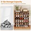 imageStackable 6Tier Shoe Rack 31 Wide Freestanding Shoe Stand with AntiTipping Device SpaceSaving Shoe Storage for 18 Pairs 3in1 Shoe Shelf Organizer for Closet Entryway Hallway WhiteRustic Brown