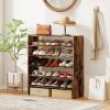 imageStackable 6Tier Shoe Rack 31 Wide Freestanding Shoe Stand with AntiTipping Device SpaceSaving Shoe Storage for 18 Pairs 3in1 Shoe Shelf Organizer for Closet Entryway Hallway WhiteRustic Brown
