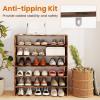 imageStackable 6Tier Shoe Rack 31 Wide Freestanding Shoe Stand with AntiTipping Device SpaceSaving Shoe Storage for 18 Pairs 3in1 Shoe Shelf Organizer for Closet Entryway Hallway WhiteRustic Brown