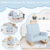 imageToddler Rocking Chair Kids Rocker Furniture with Comfy Thick Cushion ampamp Solid Wood Base Nursery Armchair Sofa for Bedroom Baby Room Suitable for 35 Years Old BlueBlue