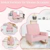 imageToddler Rocking Chair Kids Rocker Furniture with Comfy Thick Cushion ampamp Solid Wood Base Nursery Armchair Sofa for Bedroom Baby Room Suitable for 35 Years Old BluePink