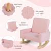 imageToddler Rocking Chair Kids Rocker Furniture with Comfy Thick Cushion ampamp Solid Wood Base Nursery Armchair Sofa for Bedroom Baby Room Suitable for 35 Years Old BluePink