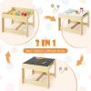 imageToddler Table and Chair Set 3 in 1 Children Activity Table with Storage Drawer ampamp Reversible Tabletop Wooden Kids Table and Chair Set for Arts ampamp Crafts Snack Time Reading Natural  OrangeNatural  Orange