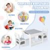 imageToddler Table and Chair Set 3 in 1 Children Activity Table with Storage Drawer ampamp Reversible Tabletop Wooden Kids Table and Chair Set for Arts ampamp Crafts Snack Time Reading Natural  OrangeWhite  Grey
