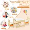 imageToddler Table and Chair Set 3 in 1 Children Activity Table with Storage Drawer ampamp Reversible Tabletop Wooden Kids Table and Chair Set for Arts ampamp Crafts Snack Time Reading Natural  OrangeNatural  Orange