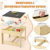 imageToddler Table and Chair Set 3 in 1 Children Activity Table with Storage Drawer ampamp Reversible Tabletop Wooden Kids Table and Chair Set for Arts ampamp Crafts Snack Time Reading Natural  OrangeNatural  Orange