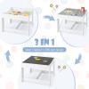 imageToddler Table and Chair Set 3 in 1 Children Activity Table with Storage Drawer ampamp Reversible Tabletop Wooden Kids Table and Chair Set for Arts ampamp Crafts Snack Time Reading Natural  OrangeWhite  Grey