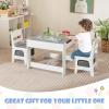 imageToddler Table and Chair Set 3 in 1 Children Activity Table with Storage Drawer ampamp Reversible Tabletop Wooden Kids Table and Chair Set for Arts ampamp Crafts Snack Time Reading Natural  OrangeWhite  Grey