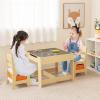 imageToddler Table and Chair Set 3 in 1 Children Activity Table with Storage Drawer ampamp Reversible Tabletop Wooden Kids Table and Chair Set for Arts ampamp Crafts Snack Time Reading Natural  OrangeNatural  Orange