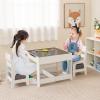 imageToddler Table and Chair Set 3 in 1 Children Activity Table with Storage Drawer ampamp Reversible Tabletop Wooden Kids Table and Chair Set for Arts ampamp Crafts Snack Time Reading Natural  OrangeWhite  Grey