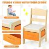 imageToddler Table and Chair Set 3 in 1 Children Activity Table with Storage Drawer ampamp Reversible Tabletop Wooden Kids Table and Chair Set for Arts ampamp Crafts Snack Time Reading Natural  OrangeNatural  Orange