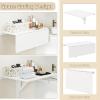 imageWallMounted Desk 315quot x 235quot Dual Folding Workbench DropLeaf Foldable Table SpaceSaving Folding Desk for Small Spaces Kitchen Laundry Room Home Office WhiteWhite