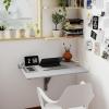 imageWallMounted Desk 315quot x 235quot Dual Folding Workbench DropLeaf Foldable Table SpaceSaving Folding Desk for Small Spaces Kitchen Laundry Room Home Office WhiteGrey