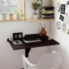 imageWallMounted Desk 315quot x 235quot Dual Folding Workbench DropLeaf Foldable Table SpaceSaving Folding Desk for Small Spaces Kitchen Laundry Room Home Office WhiteCoffee