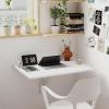 imageWallMounted Desk 315quot x 235quot Dual Folding Workbench DropLeaf Foldable Table SpaceSaving Folding Desk for Small Spaces Kitchen Laundry Room Home Office WhiteWhite