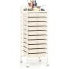 image10Drawer Rolling Storage Cart Trolley wLockable 360 Wheels 10 Removable PP Drawers Sturdy Metal Frame Rolling Utility Cart Perfect for Home Office Classroom ClearIvory