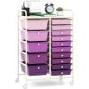 image15 Drawers Rolling Storage Cart Utility Tools Paper Organizer Mobile Storage Organizer with Wheels Art Cart Organizer for Kids Craft Storage Cart for Office School Home ClearGradient Purple