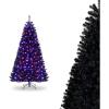 image7FT PreLit Black Christmas Tree Artificial Xmas Tree wSpooky Sounds Folding Metal Stand Hinged Halloween Tree w 380 Orange ampamp Purple LED Lights 6 Lighting Modes 1040 Branch Tips7ft